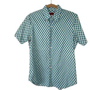 Envelop Jim Smith Button Front Shirt Mens Size Small S Cotton Short Sleeve Blue